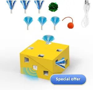 USB Rechargeable Interactive Cat Toy with 12-Hole Pop-Up Feather & Ribbon Game - Safe, Durable Play for All Breeds