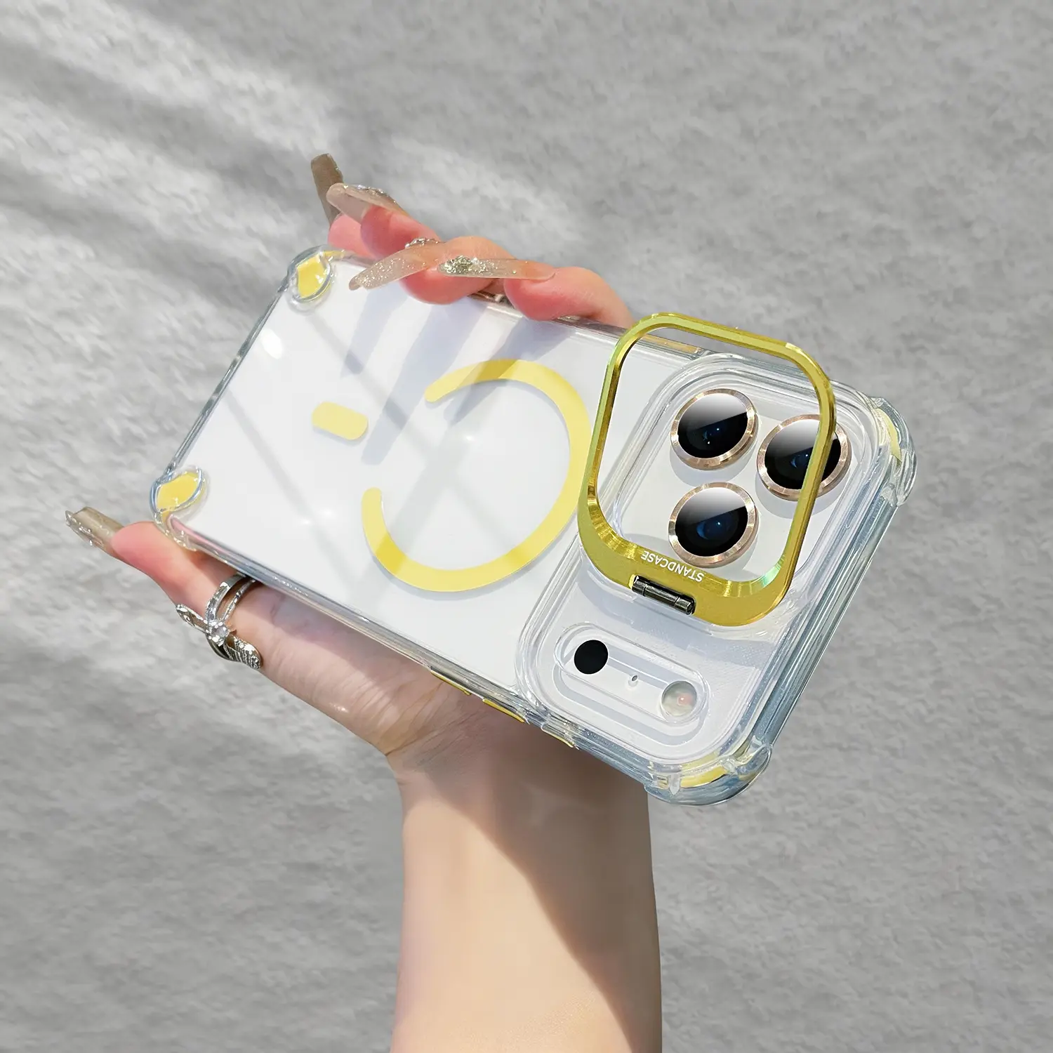 Magnetic for iPhone 17 Pro Max 16 15 14 13 12 11 Case, Compatible with Magsafe Military Shockproof Protective Bumper, Built-in Stand & Camera Lens Protector, Cute Transparent Slim Anti-Yellowing Phone Case