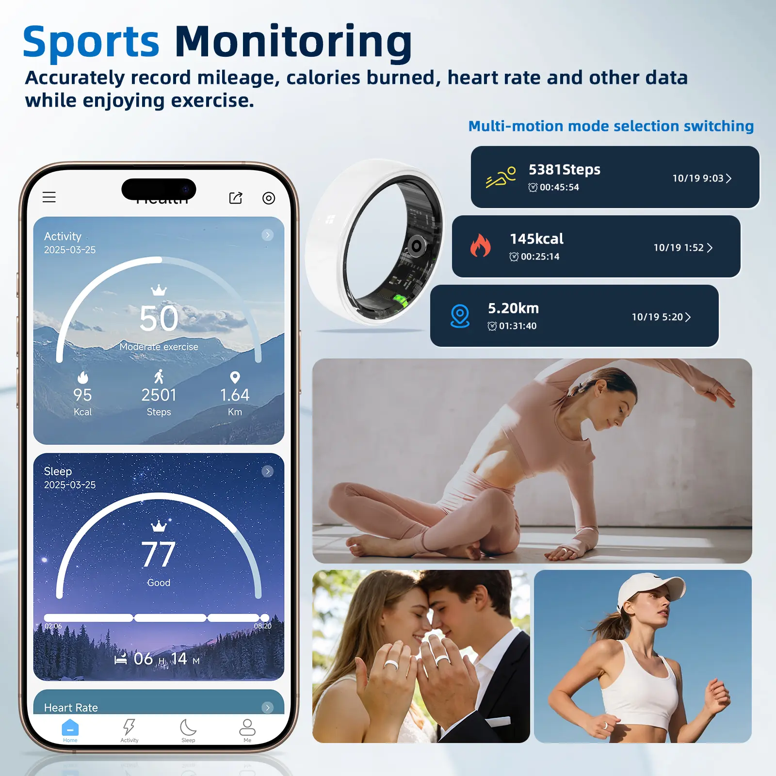 Smart Watch w/ Call Info Calories, Heart Rate, BP Monitor, Sleep, Fitness WHITE! Amazon.com: Fitness Tracker, Activity Fitness Watch with  main image 3