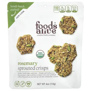 Foods Alive Sprouted Crisps, Rosemary, 4 oz (113 g)
