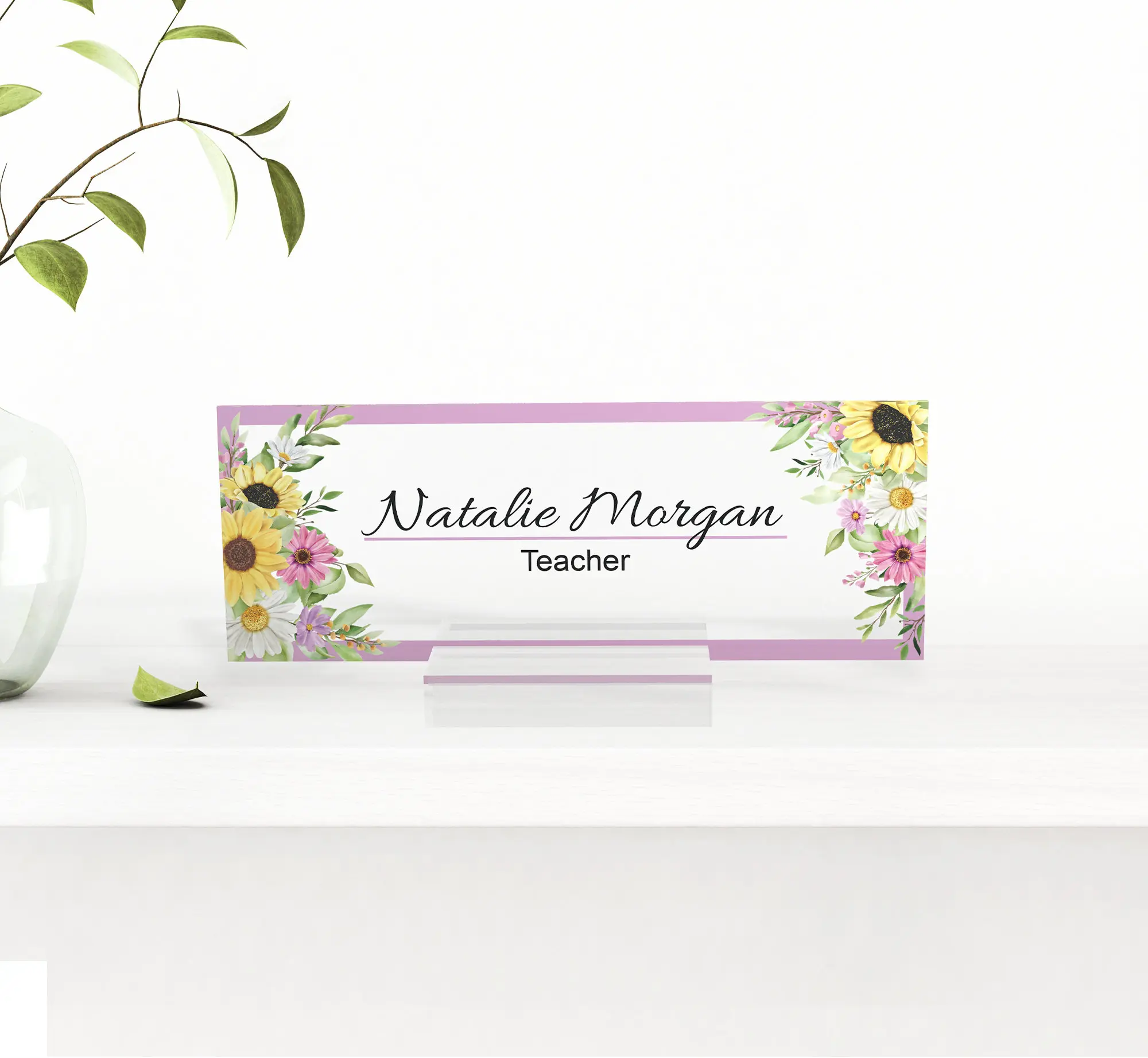 Custom Acrylic Office Nameplate with Wooden Base | Personalized Office Desk Decor | Office Acrylic Decor | New Job Gift | Desk Sign Gif