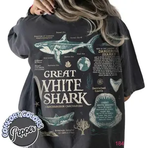 s Great White Shark Anatomy Shirt - Ideal Beach Gift for Marine Biology Fans Tshirt