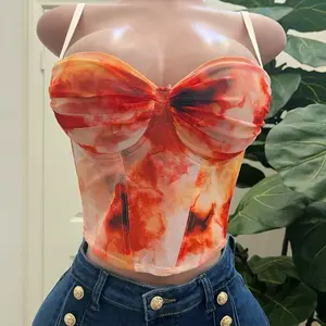 Orange Top Corset - Abstract Design Fashion Wear
