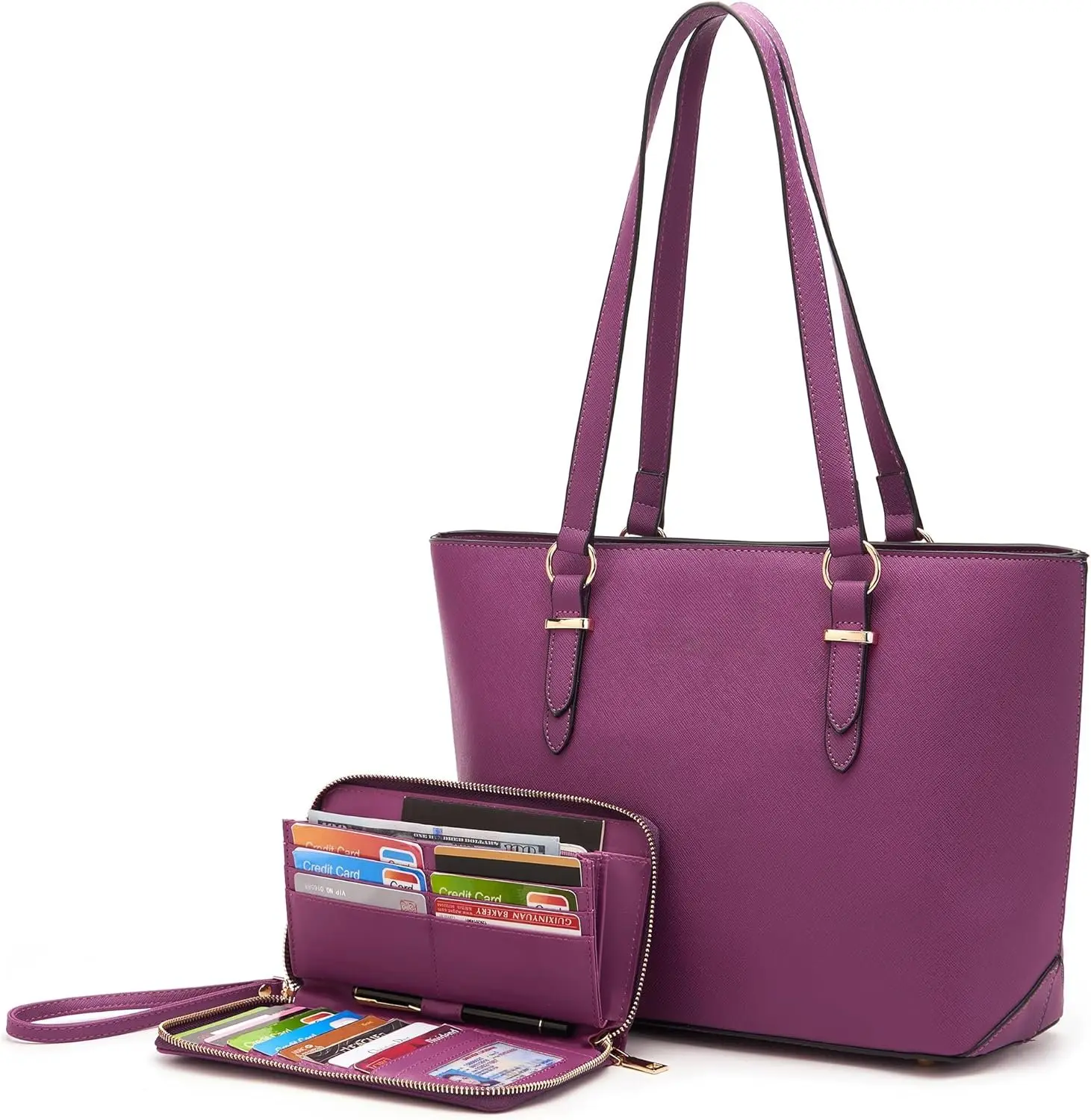 Purses for Women Faux Leather Medium Large Tote Satchel  Purse Handbag Wallet set