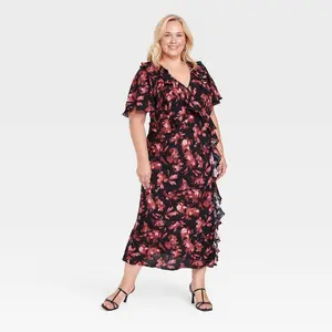 Women's Ruffle Flounce Short Sleeve Maxi Dress - A New Day