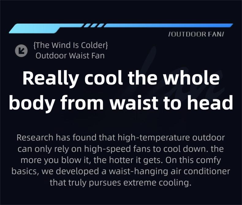 HOOYS Personal Waist Portable Rechargeable Fan, 6000mAh Battery Power bank, 5 Speeds 5300RPM Airflow, LED Light, Wearable Belt Fan for Outdoor, Jobsite, Farms, Traveling, Fishing