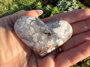 Blue Flower Agate Heart: Natural Crystal Decor (3.10 oz)