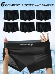 Men's Satin Underwear Set, Breathable & Lightweight Design, Comfortable All-Season Wear, Fitted Plain Pattern, Ideal for Home Use, Daily Casual Underwear, Underwear Boxers