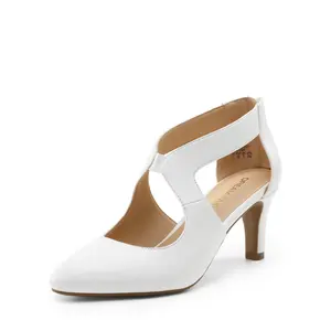 Women's Pumps Closed Pointed Toe Kitten Heels Elegant Cross Strap Wedding Dress Shoes for Comfortable Stiletto Footwear Sandal Girl Summer White