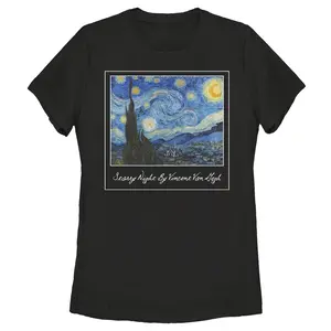 Starry Night By Vincent Van Gogh Graphic T-Shirt - Famous Art Painting Tee
