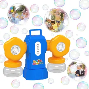 Double-Head Bubble Machine, Bubble Maker with 10 Packs of Bubble Solution, Rechargeable Outdoor Party Toy, 360° Rotation, Perfect Gift for Kids