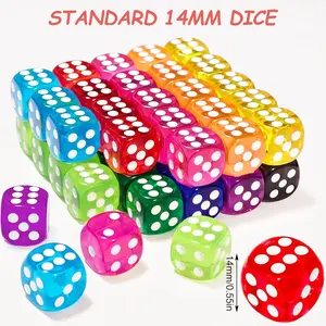 100 Pieces Colored Dice Bulk Set 14 MM 6 Sided Standard Dices for Classroom Teaching Board Game Playing and Rolling, 10 Colors