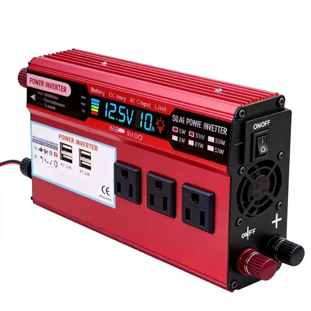12V DC to 120V AC 1500W Max Modified Sine Wave Inverter - Portable Power Station, Multi-Port USB Car Power Transformer with Digital Display Fast Charging for Van Life, Home Emergency Backup