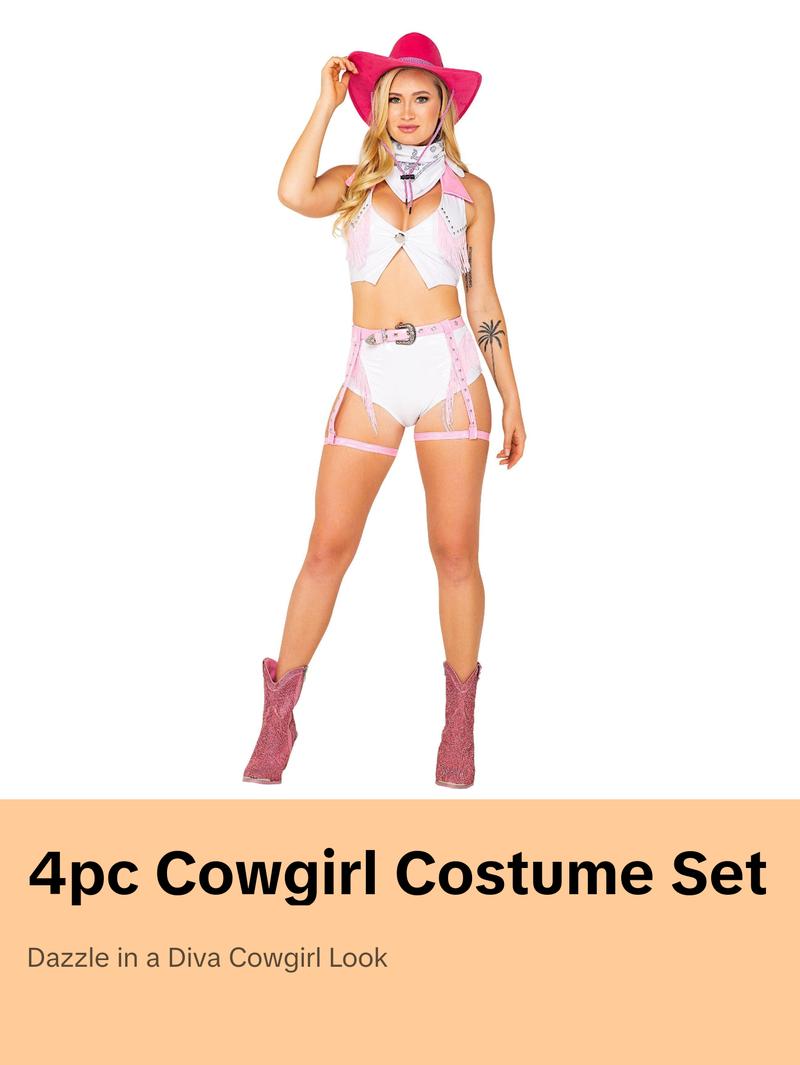 5107 - 4pc Saddle Up Diva Womens Cowgirl Costume for Halloween