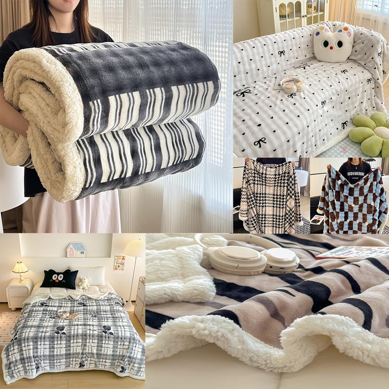 Heavy duty flannel bed blanket - super thick all-season soft and warm machine washable luxury bedspread/sofa blanket, neutral plush home decoration (beige/black/white/gray/blue/red and other colors), suitable for cold floors, modern living rooms
