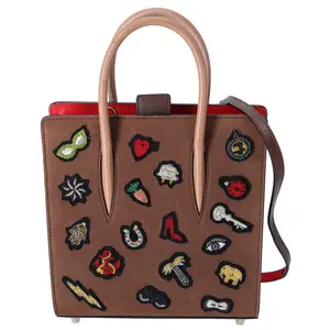 Pre-owned christian louboutin Leather Shoulder Bags Paloma Tote Brown Patch Classic Nubuck Patch Eccusion Shoulder Bag