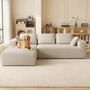 L-shaped sofa, memory foam, corduroy upholstery, recliner chair, modular combination living room sofa/bedroom sofa, available in six colors summergarden