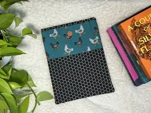 Large Chicken Farm Padded Fabric Book Cover Sleeve for Books and Tablets