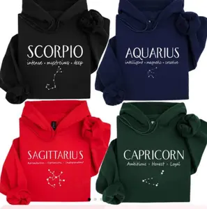 Full 12 Zodiac Constellation Hoodie Collection - Minimalist Astrology Graphic Pullover For Women, Cozy Celestial Horoscope Sweatshirt, Perfect Birthday Gift For Astrology Lovers, Unisex Long Sleeve Pullover Shirt