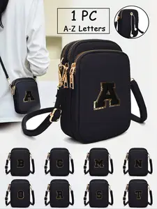 Embroidered Initials A-Z Mini Crossbody Bag, Women's Casual Fashion Towel Purse, Traveling & Daily Use Handbag, Fashionable Crossbody Bag