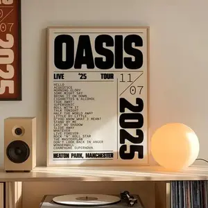 Oasis Setlist Poster | Live Music Print | Concert Wall Art | Music Gift | Band Poster | Home Room Decor