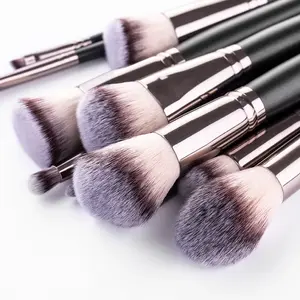 15-Piece Makeup Brush Set -- Matte Black Professional Beauty Tools