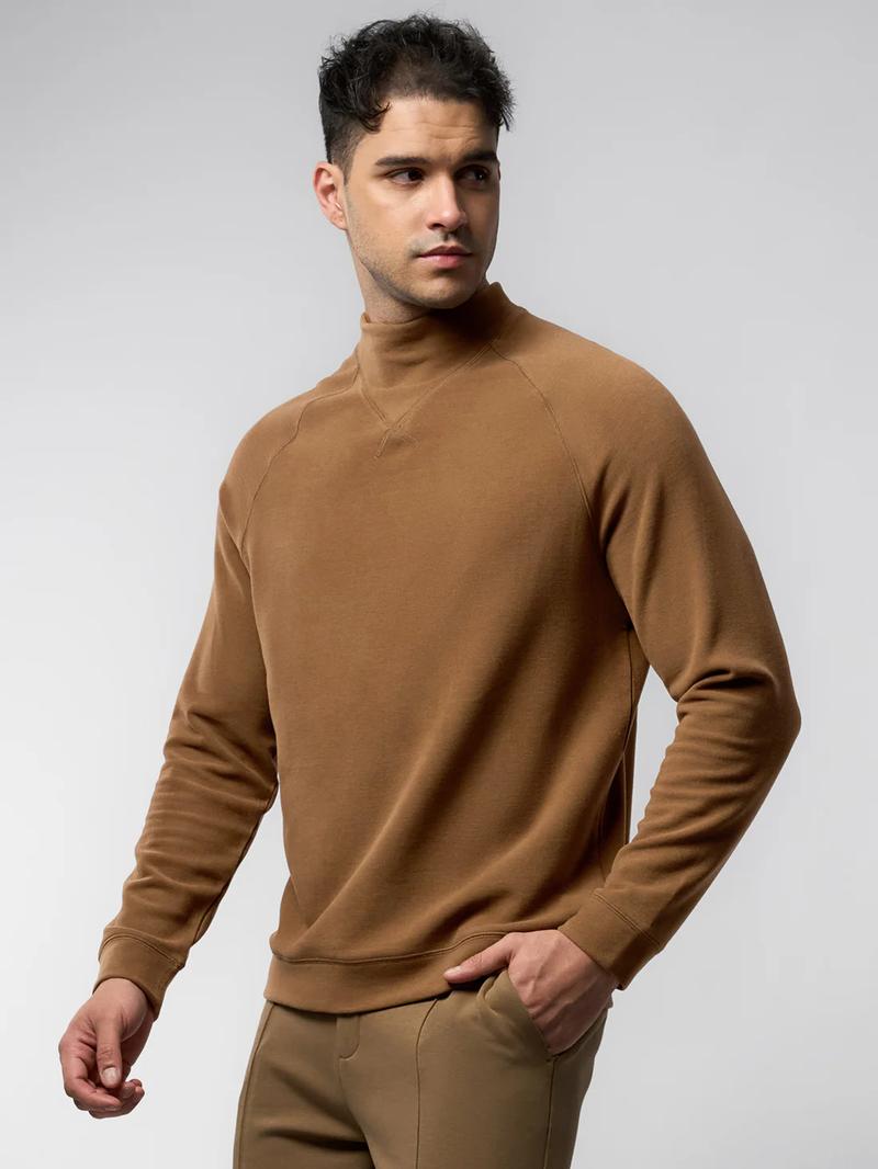 Fioboc Men's Thermal Mock Neck Sweatshirt Slim Fit Winter Base Layer Ultra Soft Plush Fleece