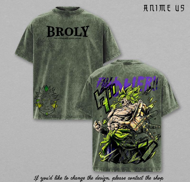 Broly The Legendary T-Shirt Anime Vintage Washed Graphic Tee DBZ Streetwear Heavy Cotton Shirt for Anime Fans Men Women Gym Pump Cover