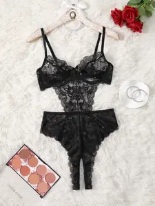 Women's Sexy Lace Lingerie Onesie, Romantic Comfy Breathable V Neck One Piece Lingerie, Women's Lingerie & Underwear for All Seasons, Womenswear, Hot Lace Bodysuit