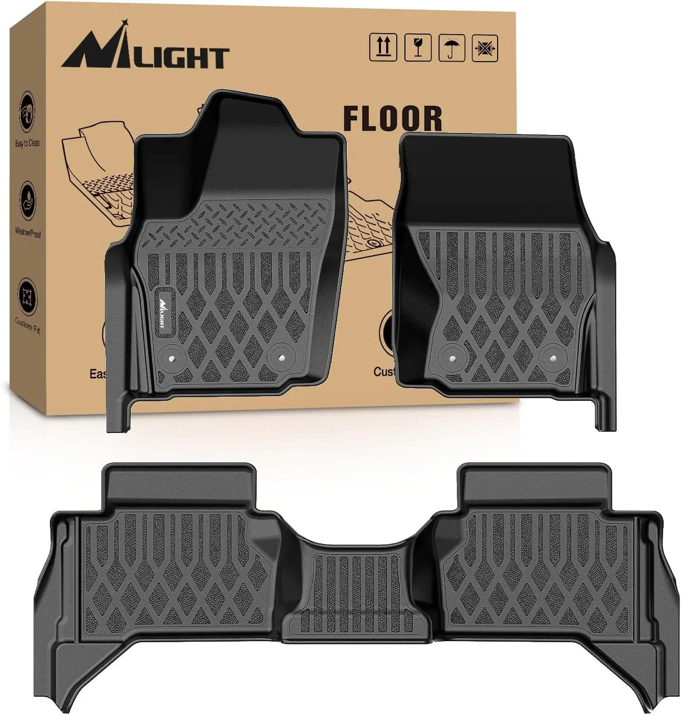 Nilight TPE Floor Mats for Toyota Tacoma 2024 2025 Double Cab (Not for Hybrid) All Weather Custom Fit Heavy Duty Floor Liners weatherproof, Car Floor Mats, Waterproof Car Mats