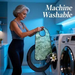 Adult Eating Apron Wind Series, Elderly Meal Bib, Waterproof Oil-Proof Saliva Towel, Multifunctional Adult Apron, Anti-Slobber Mouth Guard