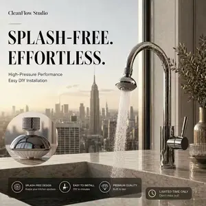 【CleanFlow Studio】Smart Swivel Splash-Free Faucet Head | 360° Dead-Angle Cleaning | Instant Flow Upgrade | 60-Second Twist Install | Fits Most Standard Taps summervibes