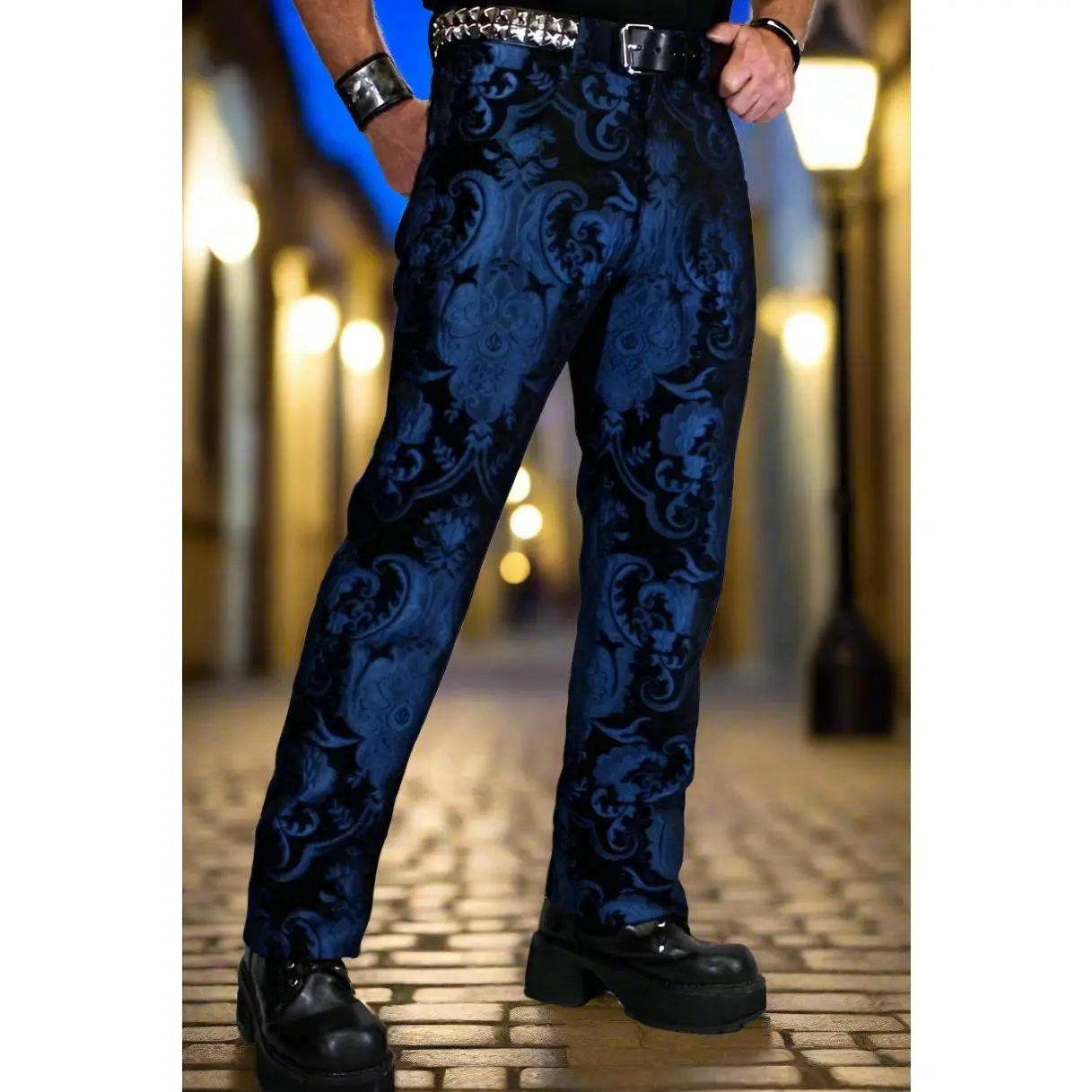 TAPESTRY PANTS - BLUE/BLACK
