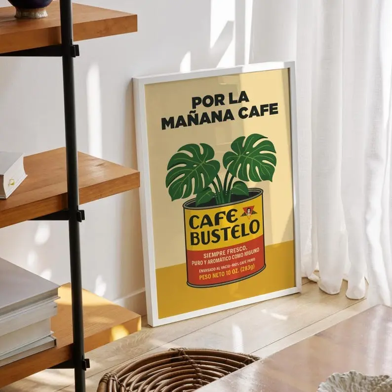 [UNFRAMED POSTER] Vintage Cafe Bustelo Coffee Wall Art Poster, Retro Coffee Poster, Spanish Home Decor, Hispanic Latino Coffee Art, Debi Tirar Mas Fotos Art