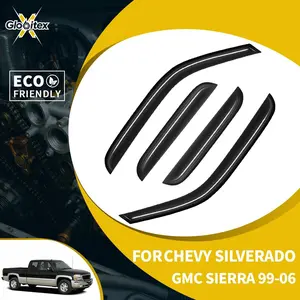 Tape-On Outside Window Visors Sun Rain Guards Vent for Chevrolet Silverado Extended Cab 1996-2006 & GMC Sierra Extended Cab 1999-2006, Mount Wind Deflectors, 4PCS