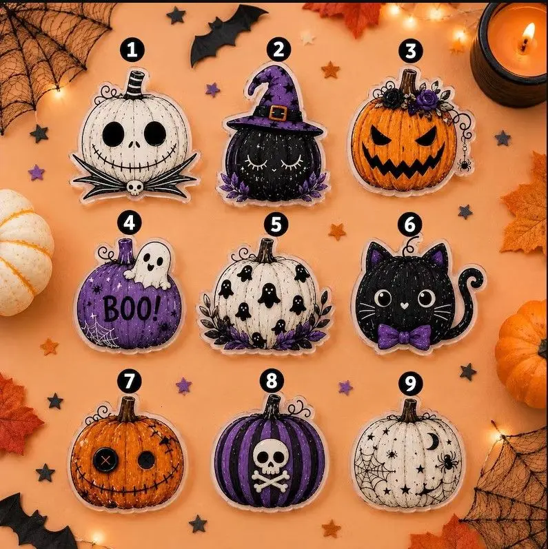 Halloween Pumpkin Phone Grip, Cute Ghost Cat Phone Holder, Witchy Purple Pumpkin Pop Socket, Spooky Phone Accessory, Fall Gift for Halloween
