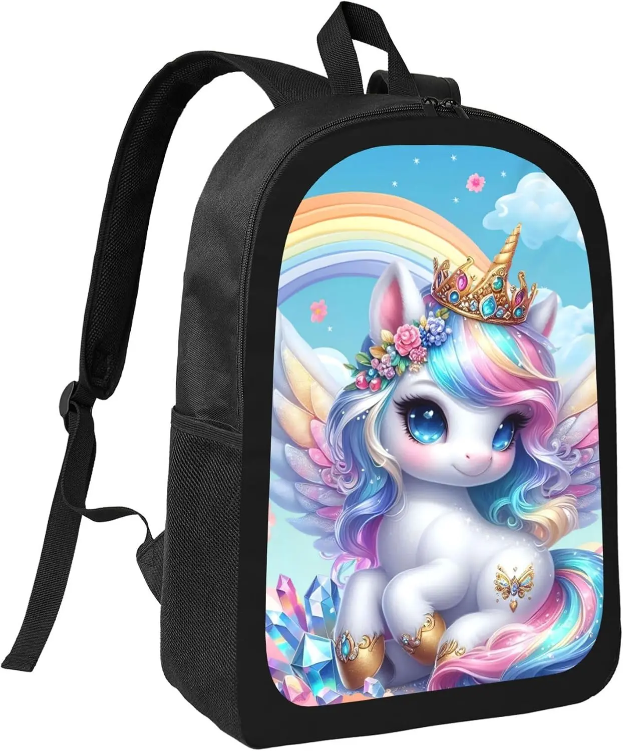 Animal Unicorn Cute Large Capacity Backpack For Women Men 17 Inches Laptop Back Packs With Adjustable Straps Waterproof Daypack Travel Bag Purse Rucksack Fit Outdoor Sport Casual (Black)