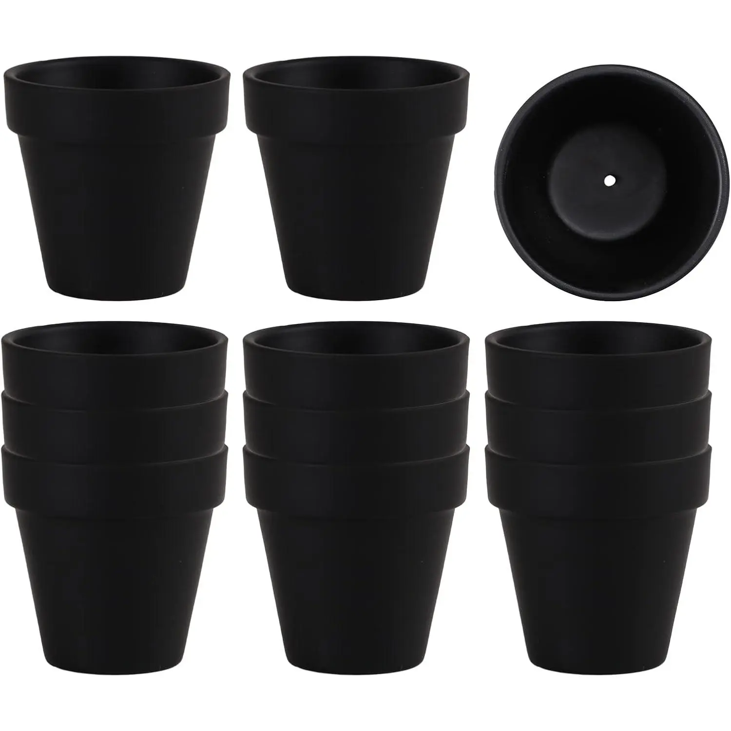 12 count Small Mini Black Clay Pots with Drainage Holes, 2.5inch Terra Cotta Pot Clay Ceramic Pottery Planter, Succulent  Pot/Cactus  Pot, for Indoor/Outdoor , Crafts, Wedding Favor