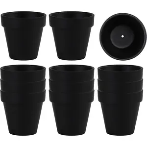 12 count Small Mini Black Clay Pots with Drainage Holes, 2.5inch Terra Cotta Pot Clay Ceramic Pottery Planter, Succulent  Pot/Cactus  Pot, for Indoor/Outdoor , Crafts, Wedding Favor