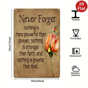 1pc 8X12 Inch/20Cm*30cm Aluminum 2D FLAT PRINTINTG Inspirational Metal Sign: Rose, Butterfly, Prayer Quote- Religious Wall Art