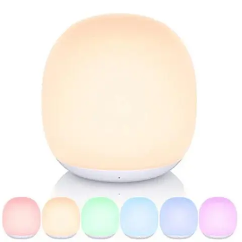 Silicone Baby Night Light - Soft Silicone Shell, Spherical Shape, 7-Color Touch Control, Color Cycle, Dimmable Brightness, USB Charge, Auto Timer Shut-Off, Compact, Bottom Hook, Cute Accent for Breastfeeding Babies Nursery Indoor Recreation