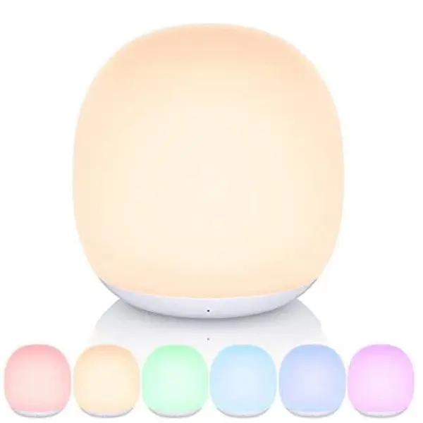 Silicone Baby Night Light - Soft Silicone Shell, Spherical Shape, 7-Color Touch Control, Color Cycle, Dimmable Brightness, USB Charge, Auto Timer Shut-Off, Compact, Bottom Hook, Cute Accent for Breastfeeding Babies Nursery Indoor Recreation