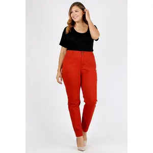 Plus Size High Rise Twill Pants for Women – Soft Stretch Cotton