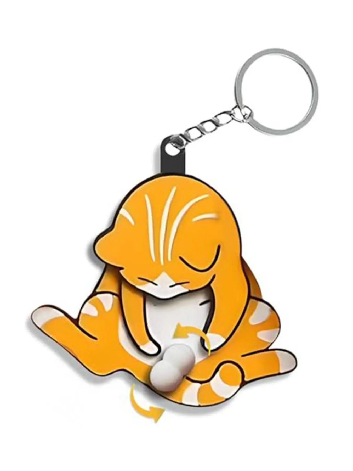Cute Cat Interactive Keychain, Interactive Design, Fun and Playful, Playful Accessory, Contains Rotating Egg, Perfect Gift for Cat Lovers, Stress Relief Bag Decoration, Sensory Fidget Keychain