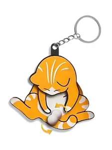 Cute Cat Interactive Keychain, Fun and Playful, Contains Rotating Egg, Perfect Gift for Cat Lovers, Stress Relief Bag Decoration