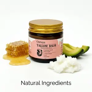 Organic Grass-Fed Beef Tallow Balm with Raw Honey - Handmade All-Natural Moisturizer for Soft, Smooth, Radiant Skin