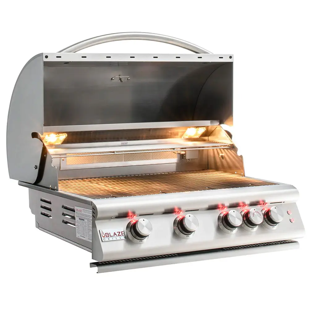 Blaze Premium LTE 32-Inch 4-Burner Stainless Steel Natural Gas BBQ Grill With Rear Infrared Burner & Lights