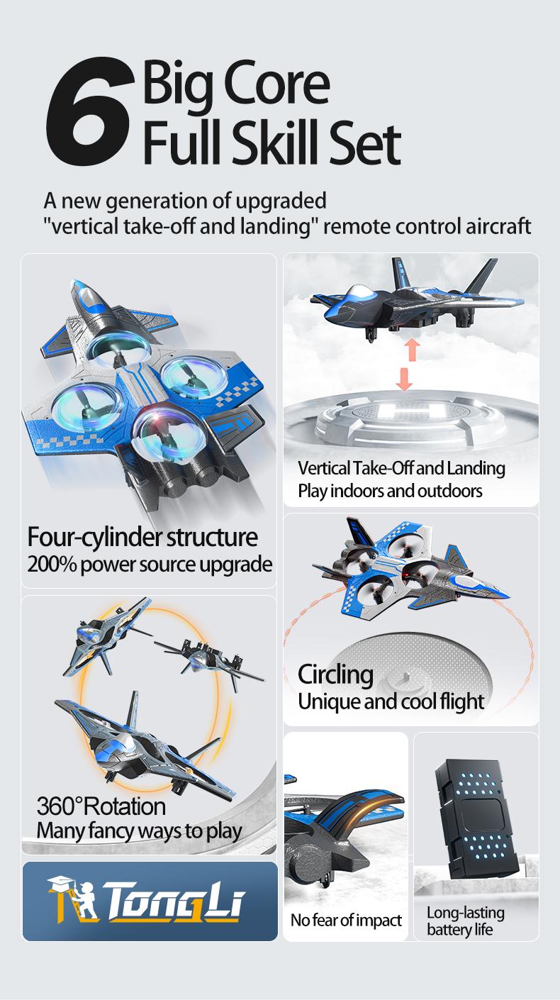 tongliKids Remote Control Foam Airplane Electric Stunt Aircraft Drone Quadcopter Easy to Control for Beginners Durable and Impact Resistant EPP Soft Foam Stunt Rolling Drone for Kids Ages 8-12 Christmas Halloween Thanksgiving Gift