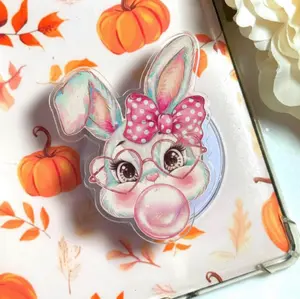 Coquette Easter Bunny Phone Grip, Bubblegum Pink Rabbit Magnetic Phone Holder, Pastel Spring Aesthetic Phone Stand, Cute Girly Gift