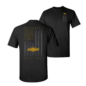 Chevrolet America Strong T-Shirt, USA Flag Tire Track Graphic Tee, Chevy Logo Patriotic Black T-Shirt, American Pride Auto Enthusiast Shirt